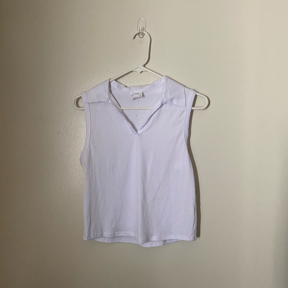 ribbed collared tank top